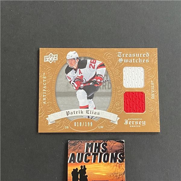 2008-09 ARTIFACTS PATRIK ELIAS DUAL JERSEY CARD #018/199 ONLY 199 MADE (ref2362)