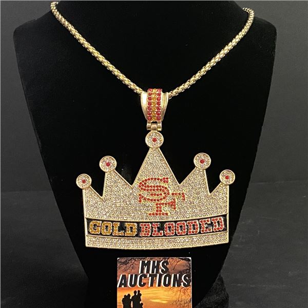 SAN FRANSISCO 49ERS GOLD BLOODED LARGE N.F.L CHAMPIONSHIP NECKLACE (ref325)