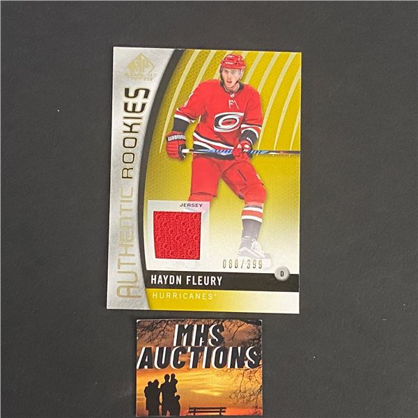 HAYDEN FLEURY 2017-18 SP GAME USED HURRICANES JERSEY CARD #88/399 ONLY 399 MADE!  (ref44)