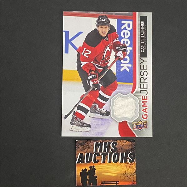 DAMIEN BRUNNER 2014-15 UPPER DECK SERIES 1 DEVILS JERSEY CARD (ref58)