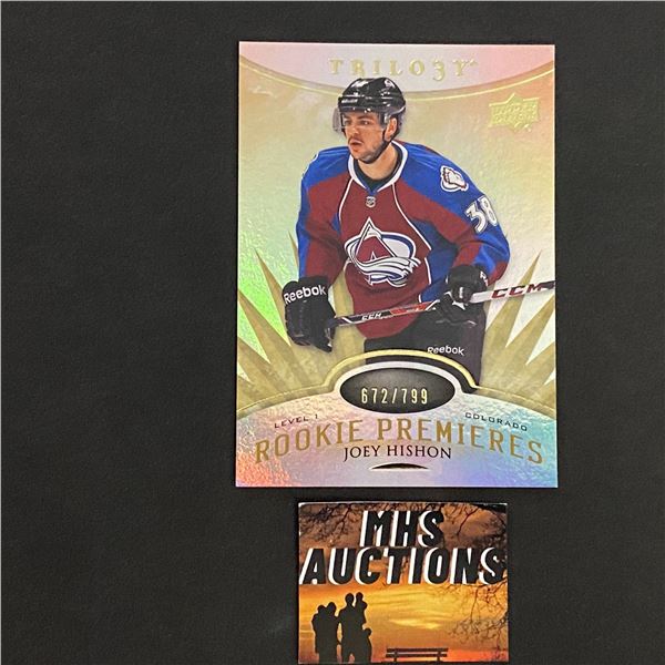 JOEY HISHON 2014-15 TRILOGY HOCKEY ROOKIE CARD #672/799 ONLY 799 MADE IN THE WORLD! (ref80)