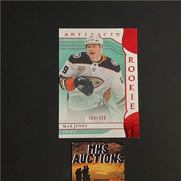 MAX JONES 2019-20 ARTIFACTS HOCKEY ROOKIE CARD #366/399 ONLY 399 MADE IN THE WORLD! (ref83)