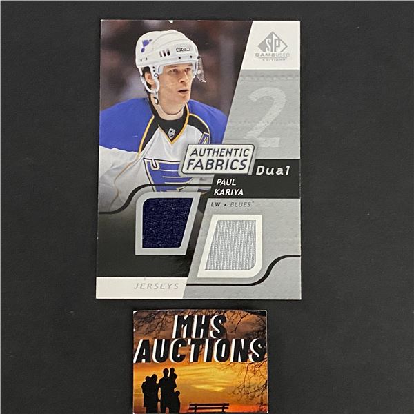 PAUL KARIYA 2008-09 SP GAME USED DUAL JERSEY CARD (ref2801)