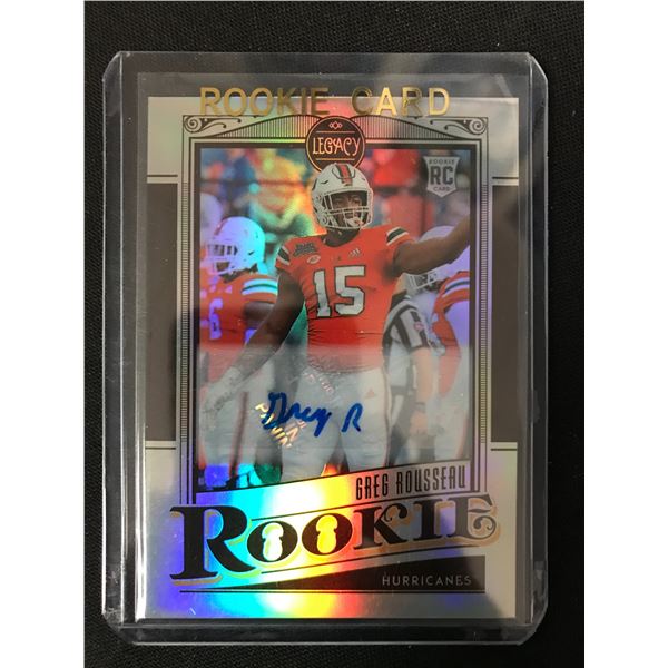 2021 PANINI LEGACY FOOTBALL #180 GREG ROUSSEAU RC AUTOGRAPH