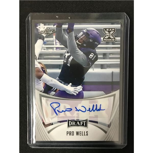 2021 LEAF DRAFT #BA-PW1 PRO WELLS RC AUTOGRAPH