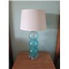 Image 2 : Qty 2 Table Lamps GR-LT-1 w/ Blue Rounded Glass  & White Shade 12"D x 30"H