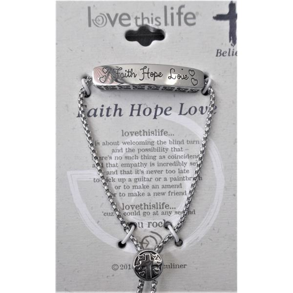 Love This Life Adjustable Bracelet - Faith, Hope, Love