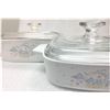 Image 5 : Two Corning Ware Casserole Dishes,  Sharp spot on lid of larger dish,   Country Cornflower Pattern