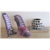 Image 1 : Two Ring Holders in the shape of high heel shoes, Candle Holder, and six Tea Light Candles