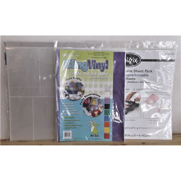 Cling Vinyl, Sticker Saver, and Sizzic Adhesive Sheet Pack - All Appear New