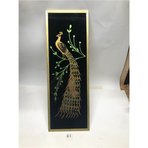 Mid century Peacock Mirror Wall art Hangable approx: 23"x8"
