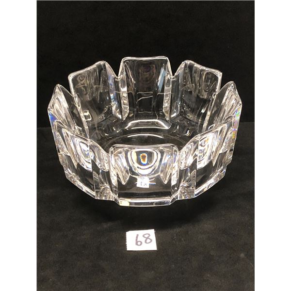 Signed Orrefors Sweden Corona Crystal Glass Bowl Dish approx: 7.25"x4"