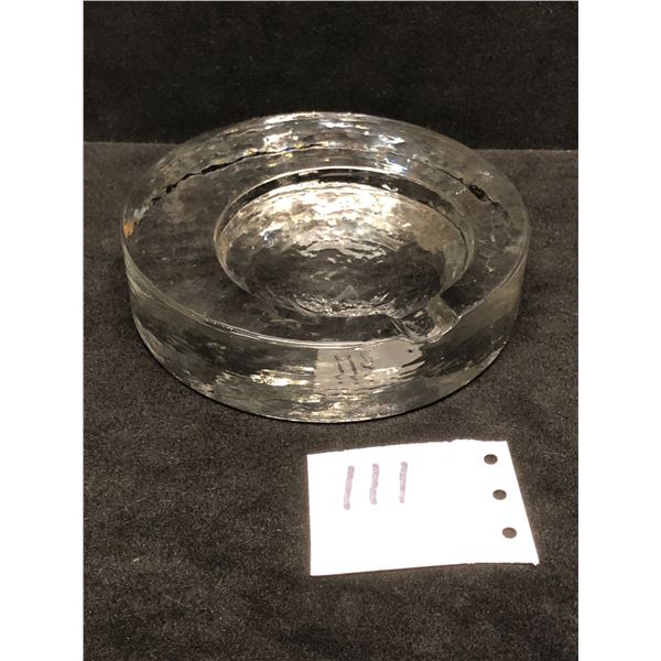 Mid Century Modern Crystal Textured Glass ashtray small chip 5"