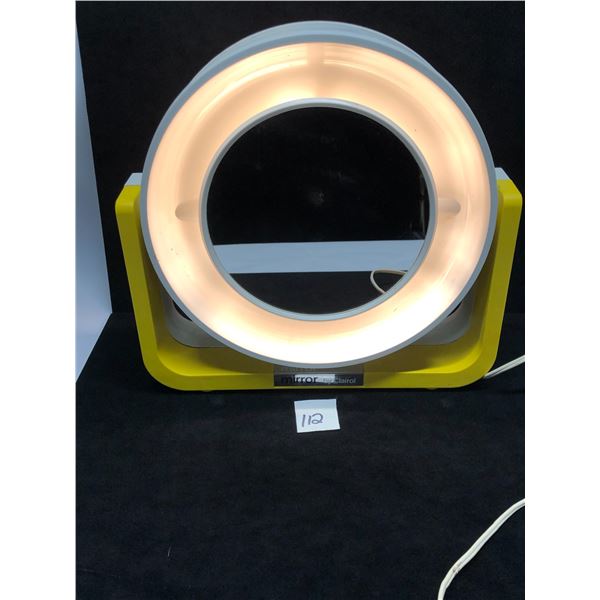 Vintage Mirror By Clairol Plastic Reversible with Light approx: 12"w 11.5"T