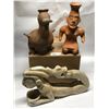 Image 1 : 3 Pcs Myan Stoneware 13.5"x8.5" (2) Terracotta(?) 10" Pre Columbia Style