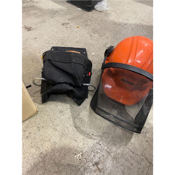 Helmet and tool pouch