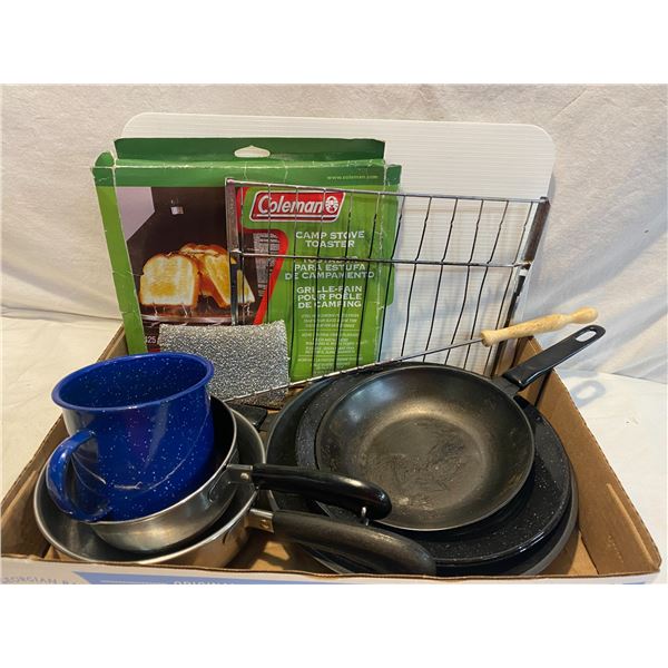 Camp pots, toaster ect