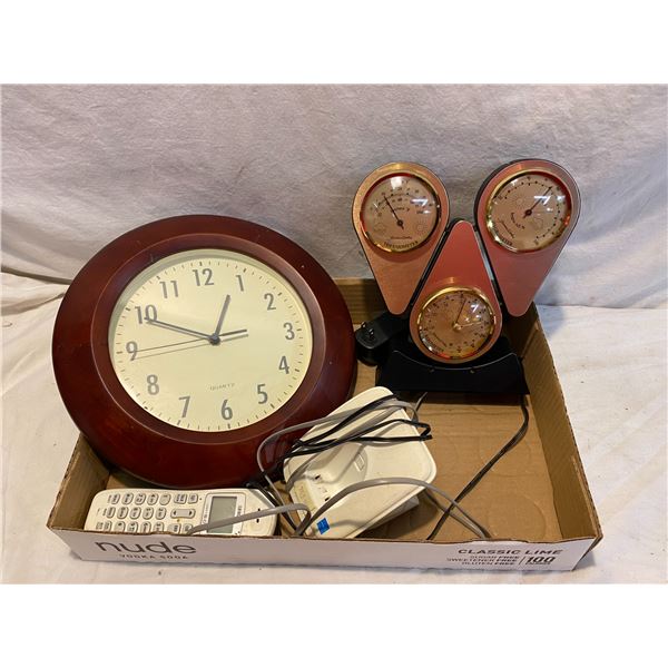 Clock, barometer, cordless phone