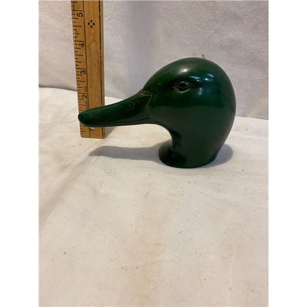 Carved signed duck head