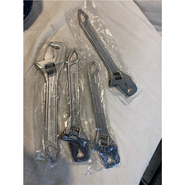 Lot of 4 new adjustable wrenches