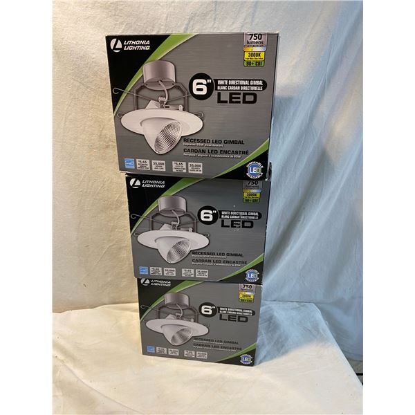 Three 6” LED recessed lights