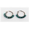 Image 1 : Sterling & Turquoise Bead Hoop Earrings