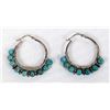 Image 4 : Sterling & Turquoise Bead Hoop Earrings