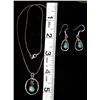 Image 6 : Sterling Turquoise Pendant Necklace & Earrings