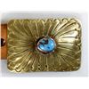 Image 2 : Brass & Turquoise Hand Stamped Buckle on Belt
