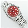 Image 3 : Rolex Mens Stainless Red Diamond 36MM Datejust Oyster Perpetual Wristwatch