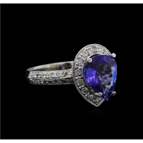 2.60 ctw Tanzanite and Diamond Ring - 14KT White Gold