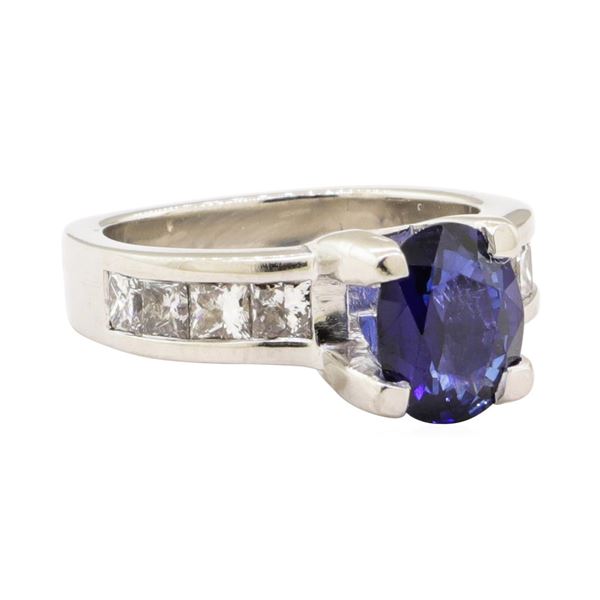 3.01 ctw Blue Sapphire And Diamond Ring - Platinum