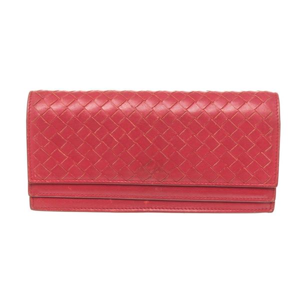 Bottega Veneta Red Leather Continental Wallet