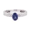 Image 2 : 1.87 ctw Blue Sapphire And Diamond Ring - 14KT White Gold