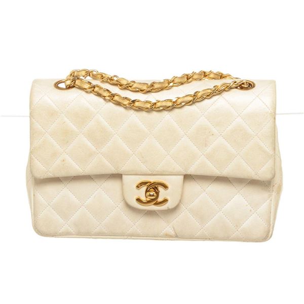 Chanel Beige Lambskin Leather Classic Double Flap Bag