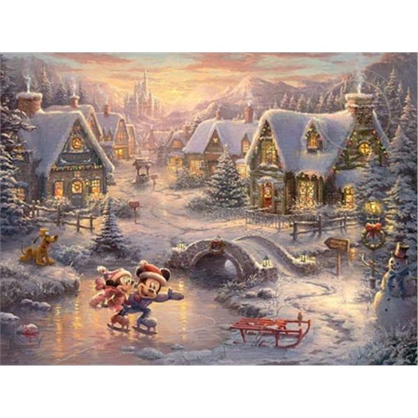 Mickey and Minnie Sweethrt Holiday by Thomas Kinkade