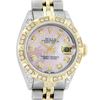 Image 1 : Rolex Ladies 2 Tone Pink MOP Diamond Lugs & Pyramid Datejust Wriswatch