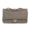 Image 1 : Chanel Black With Canvas Stripe Double Flap Bag