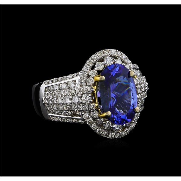 14KT Two-Tone Gold 4.12 ctw Tanzanite and Diamond Ring