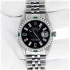 Image 3 : Rolex Mens Stainless Steel Black Baguette Emerald Diamond 36MM Datejust Wristwat