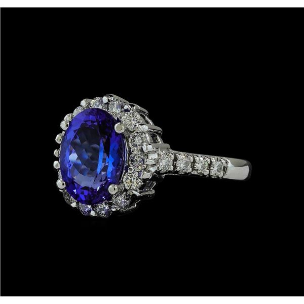 3.01 ctw Tanzanite and Diamond Ring - 14KT White Gold