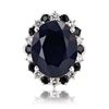Image 1 : 18.60 ctw Dark Blue Sapphire and 0.83 ctw Diamond 14K White Gold Ring