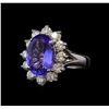 4.68 ctw Tanzanite and Diamond Ring - 14KT White Gold