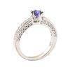 Image 4 : 1.20 ctw Blue Sapphire And Diamond Ring - 14KT White Gold