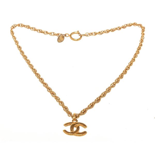 Chanel Gold CC Necklace with gold-tone hardware