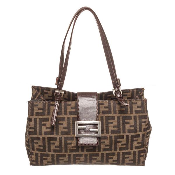 Fendi Brown Canvas Shoulder Bag