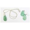 Image 1 : 18 KT GOLD PLATED JADEITE EARRING AND NECKLACE SET