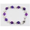 Image 1 : #330-FRESH WATER PEARL & SUGILITE BRACELET 7.5"