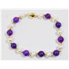 Image 1 : #335-FRESH WATER PEARL & SUGILITE BRACELET 7.5"