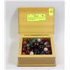 Image 1 : ECHO ROCK WOODEN BOX FILLED WITH MARBLES